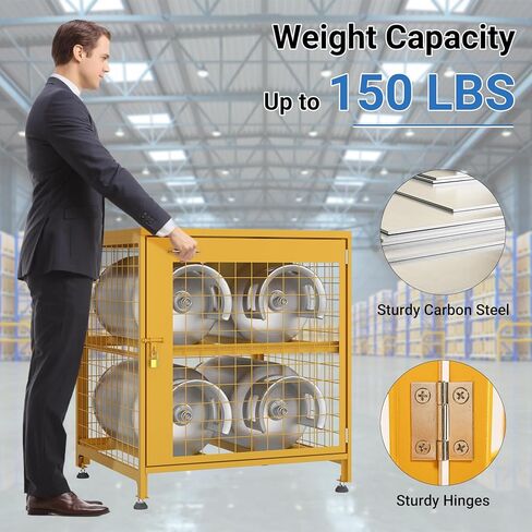Upgraded Propane Tank Storage Box for 4 Cylinder, Heavy-Duty Horizontal Cylinder Storage Cabinet, 150LB Load Capacity, Powder Coated w/Lock & Keys, (Fits 3,5,11,20,30,33lb Tanks) in Kuwait