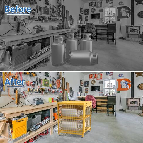 Upgraded Propane Tank Storage Box for 4 Cylinder, Heavy-Duty Horizontal Cylinder Storage Cabinet, 150LB Load Capacity, Powder Coated w/Lock & Keys, (Fits 3,5,11,20,30,33lb Tanks) in Kuwait