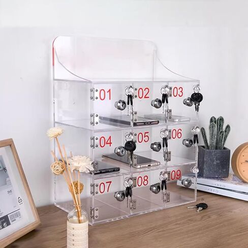 Cell Phone Locker, Cell Phones Storage Cabinet with Door Locks and Keys, Acrylic Clear Tabletop Cell Phone Storage Box for Meeting Room in Saudi Arabia
