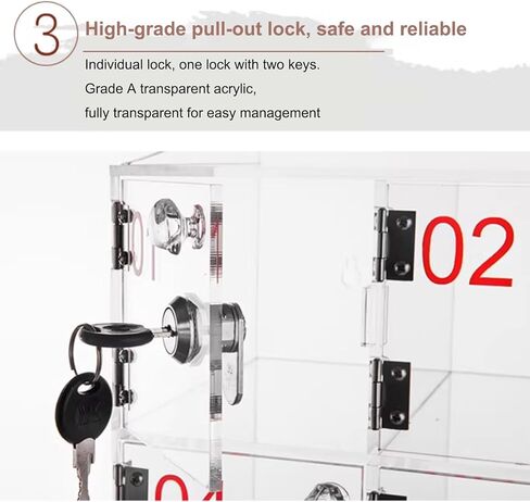 Cell Phone Locker, Cell Phones Storage Cabinet with Door Locks and Keys, Acrylic Clear Tabletop Cell Phone Storage Box for Meeting Room in Saudi Arabia