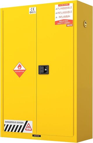 خزانة طلاء سعة 30 جالونًا، خزانة تخزين قابلة للاشتعال بحجم 23 × 18 × 35 بوصة، قفل مفتاح ثلاثي النقاط، فتحة 180 درجة وباب ذاتي الإغلاق 135 درجة in Kuwait