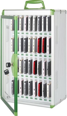 Aluminum Phone Locker Storage Box WallMounted Safe for Mobile Phones 24/36 Slots with Locks & Keys Secure Organizer for Cell Phones Durable & Stylish,Vert-36grid in Saudi Arabia