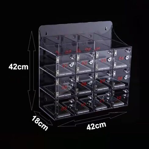 12-Slot Cell Phone Locker for Storage, Acrylic Phone Storage Cabinet with Keys, Clear Lockable Mobile Phone Box for Swimming Pool, Office, Gym in Saudi Arabia