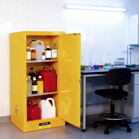 Flame Cabinet - OSHA/FM, 3-Point Lock & Leakproof Design | CE/ROHS Certified | Double-Walled Fireproof for Hazardous Material Storage, Gasoline Cans (35" x 23x 23) in Saudi Arabia