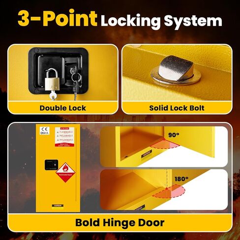 Flame Cabinet - OSHA/FM, 3-Point Lock & Leakproof Design | CE/ROHS Certified | Double-Walled Fireproof for Hazardous Material Storage, Gasoline Cans (35" x 23x 23) in Saudi Arabia