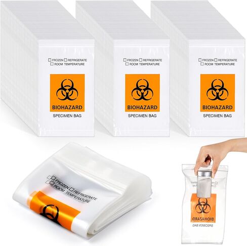 Biohazard Specimen Bags 6 x 9 Inch/ 15 x 25 cm Laboratory Sample Bag with Biohazard Logo Printing Top Sealable Suitable for Lab Test Facilities with External Document Bag(300 Pcs) in Saudi Arabia