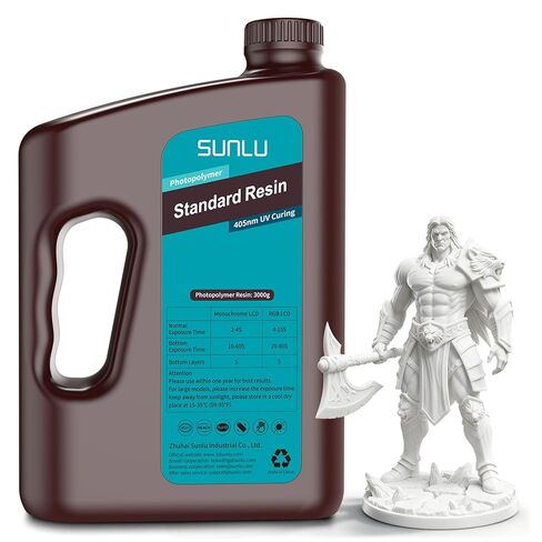 SUNLU Standard 3D Printer Resin Plus, Fast-Curing Photopolymer Resin for LCD/DLP/SLA Printers, 395-405nm UV, Low Shrinkage and High Precision, Grey 1KG in Kuwait