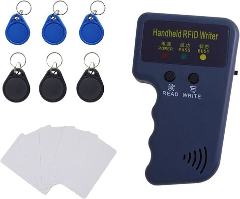 125kHz Handheld RFID Reader and Writer, Portable ID Card Copier Device for T5577/EM4305 Includes 6 Blank Key Fobs & 5 writable Cards for Duplicating Access Cards, Parking Permits(Battery Not Included) in Kuwait