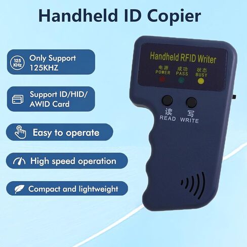 125kHz Handheld RFID Reader and Writer, Portable ID Card Copier Device for T5577/EM4305 Includes 6 Blank Key Fobs & 5 writable Cards for Duplicating Access Cards, Parking Permits(Battery Not Included) in Kuwait