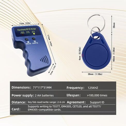 RFID 125KHz Card Reader Writer Handheld Smart ID Card for T5577 or EM4305, Includes 6pc White Card and 6pc Blank Writable T5577 Keychains Christmas Stocking Stuffers for Men in Kuwait