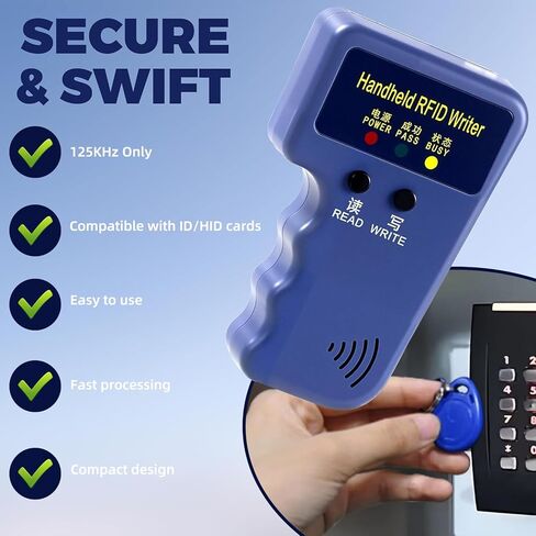 RFID 125KHz Card Reader Writer Handheld Smart ID Card for T5577 or EM4305, Includes 6pc White Card and 6pc Blank Writable T5577 Keychains Christmas Stocking Stuffers for Men in Kuwait