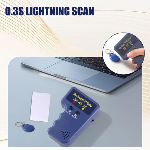 RFID 125KHz Card Reader Writer Handheld Smart ID Card for T5577 or EM4305, Includes 6pc White Card and 6pc Blank Writable T5577 Keychains Christmas Stocking Stuffers for Men in Kuwait