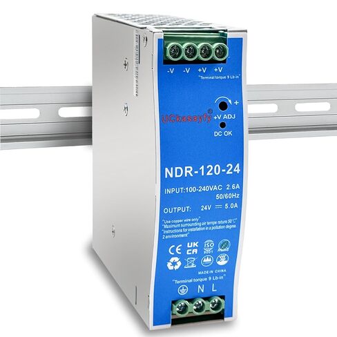 MDR-60-24 DIN مزود طاقة للسكك الحديدية 24 فولت 2.5 أمبير 60 وات مخرج واحد، مدخل 100-240 فولت تيار متردد 50/60 هرتز، محول تحويل التيار المتردد/التيار المستمر الصناعي in Kuwait