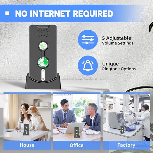 نظام اتصال داخلي ثنائي الاتجاه للمنزل، نظام اتصال داخلي لاسلكي محمول للمنزل مع 5 مستويات صوت وتعديل نغمات الرنين قابلة لإعادة الشحن للمستشفى والفنادق والمكاتب التجارية، 3 عبوات (أسود) in Kuwait
