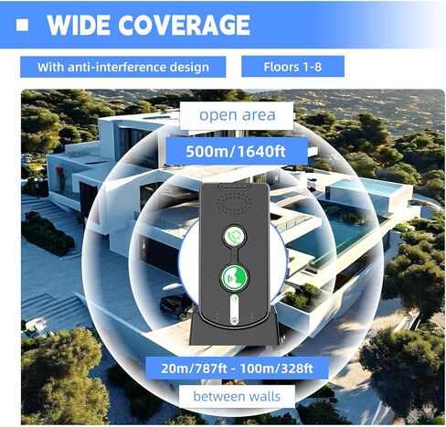 نظام اتصال داخلي ثنائي الاتجاه للمنزل، نظام اتصال داخلي لاسلكي محمول للمنزل مع 5 مستويات صوت وتعديل نغمات الرنين قابلة لإعادة الشحن للمستشفى والفنادق والمكاتب التجارية، 3 عبوات (أسود) in Kuwait