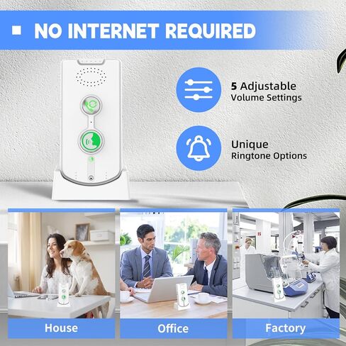 اتصال داخلي لاسلكي ثنائي الاتجاه للمكتب المنزلي، نظام اتصال داخلي محمول طويل المدى من غرفة إلى غرفة مع قاعدة شحن، وقت استعداد طويل، 5 مستويات لضبط مستوى الصوت، 38 نغمة رنين (3 عبوات) in Kuwait