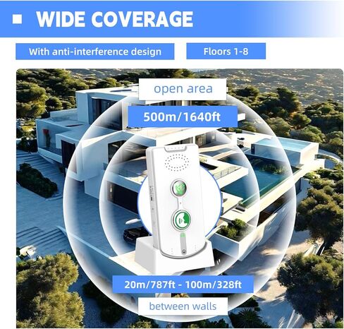 اتصال داخلي لاسلكي ثنائي الاتجاه للمكتب المنزلي، نظام اتصال داخلي محمول طويل المدى من غرفة إلى غرفة مع قاعدة شحن، وقت استعداد طويل، 5 مستويات لضبط مستوى الصوت، 38 نغمة رنين (3 عبوات) in Kuwait