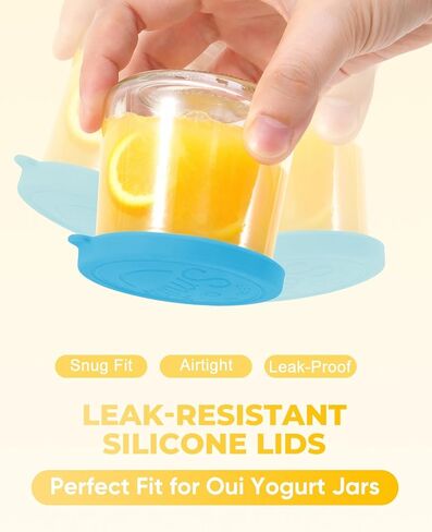 Oui Yogurt Jar Lids Silicone, 12 Pack Leak Proof and Reusable Oui Lids for 5oz Yogurt Glass Jars, Food-Grade and Colorful Silicone Oui Yogurt Jar Covers in Saudi Arabia