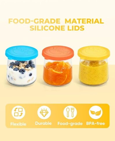 Oui Yogurt Jar Lids Silicone, 12 Pack Leak Proof and Reusable Oui Lids for 5oz Yogurt Glass Jars, Food-Grade and Colorful Silicone Oui Yogurt Jar Covers in Saudi Arabia