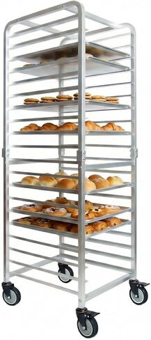 20-Tier Half & Full Sheet Bun Pan Rack - Bread Bakers Rack for Commercial Kitchen, Rolling Baking Cart with Brake Wheels, 26" L x 20.3" W x 68.3" H in Kuwait