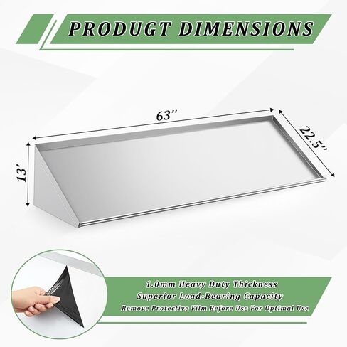 Stainless Steel Wall Mount Slanted Rack Shelf with Drain Outlet for Peg Dish Rack Commercial Shelves Metal Shelving for Kitchen Bar Restaurant(63" X 22.5") in Saudi Arabia