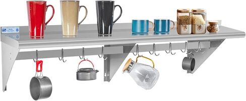 Hally Stainless Steel Shelf 12 x 36 Inches 250 lb, NSF Commercial Wall Mount Floating Shelving for Restaurant, Kitchen, Home and Hotel in Saudi Arabia
