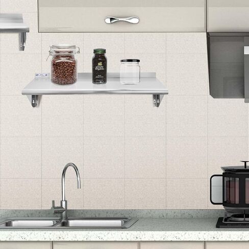 Hally Stainless Steel Shelf 12 x 36 Inches 250 lb, NSF Commercial Wall Mount Floating Shelving for Restaurant, Kitchen, Home and Hotel in Saudi Arabia