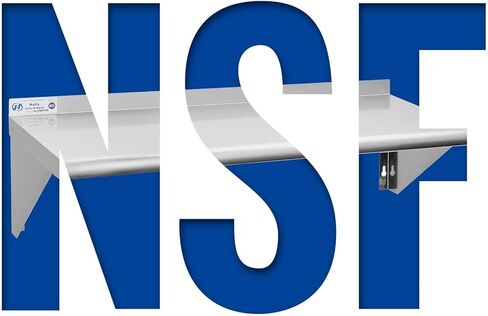 Hally Stainless Steel Shelf 12 x 36 Inches 250 lb, NSF Commercial Wall Mount Floating Shelving for Restaurant, Kitchen, Home and Hotel in Saudi Arabia