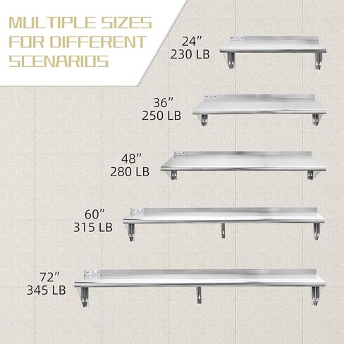 Hally Stainless Steel Shelf 12 x 36 Inches 250 lb, NSF Commercial Wall Mount Floating Shelving for Restaurant, Kitchen, Home and Hotel in Saudi Arabia