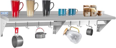 Hally Stainless Steel Shelf 12 x 36 Inches 250 lb, NSF Commercial Wall Mount Floating Shelving for Restaurant, Kitchen, Home and Hotel in Saudi Arabia
