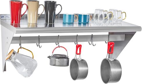 Hally Stainless Steel Shelf 12 x 36 Inches 250 lb, NSF Commercial Wall Mount Floating Shelving for Restaurant, Kitchen, Home and Hotel in Saudi Arabia