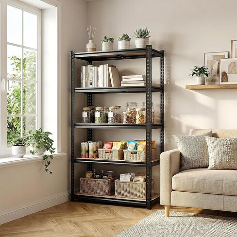 72.1" H Storage Shelves 2450LBS Garage Shelving, Adjustable Shelving Units and Storage, 5 Tier Metal Utility Shelf for Kitchen Pantry Garage Warehouse Basement, 35.6" W x 72.1" H x 16.2" D in Kuwait