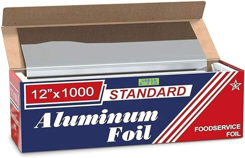 Urban Box Co. 12" x 1000' Standard Aluminum Foil Roll, Commercial-Grade Silver Wrap for Food Service, Catering, Baking & Home Use, Durable, Tear-Resistant, Heat-Safe, 2 Pack in Saudi Arabia