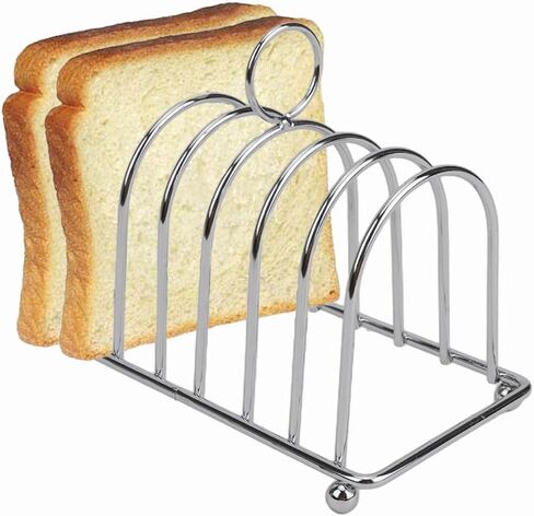 JIABEIUS Toast Rack, 6 Slice Bread Holder, Stainless Steel Toast Holder Stand with Ball Feet and Carry Handle (Silver) in Kuwait