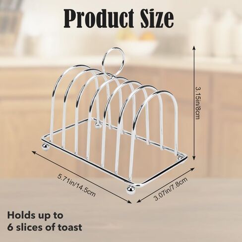 JIABEIUS Toast Rack, 6 Slice Bread Holder, Stainless Steel Toast Holder Stand with Ball Feet and Carry Handle (Silver) in Kuwait