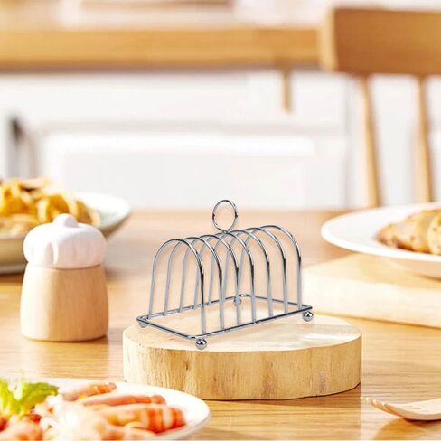 JIABEIUS Toast Rack, 6 Slice Bread Holder, Stainless Steel Toast Holder Stand with Ball Feet and Carry Handle (Silver) in Kuwait
