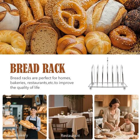 JIABEIUS Toast Rack, 6 Slice Bread Holder, Stainless Steel Toast Holder Stand with Ball Feet and Carry Handle (Silver) in Kuwait