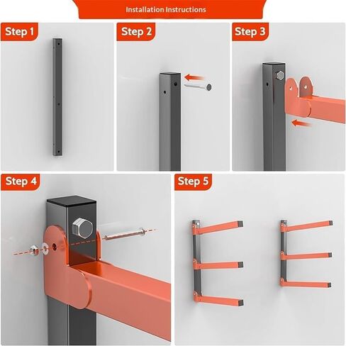 رفوف معدنية من INM، برتقالي وأسود، رف خشبي ثلاثي الطبقات، سعة تحميل 110 رطل لكل ذراع، ارتفاع 44 سم × طول 40 سم، هيكل فولاذي عالي التحمل in Kuwait
