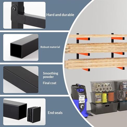 رفوف معدنية من INM، برتقالي وأسود، رف خشبي ثلاثي الطبقات، سعة تحميل 110 رطل لكل ذراع، ارتفاع 44 سم × طول 40 سم، هيكل فولاذي عالي التحمل in Kuwait