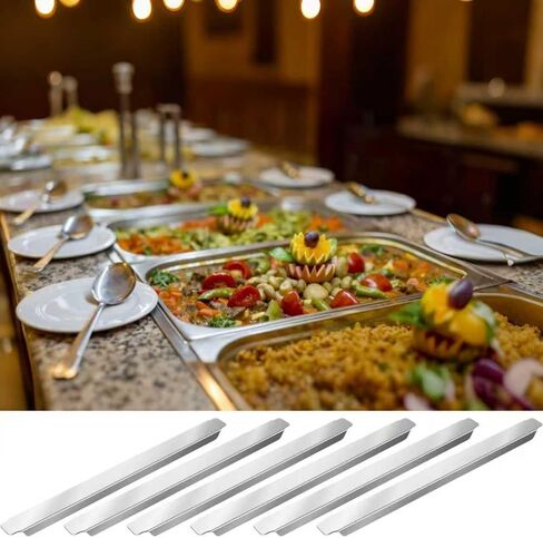 6 Pcs 12 Inch Pan Dividers Stainless Steel Adaptor Bar Table Adapter Steam Table Dividers for Hotel Pan Configuration, Fits Full or Fractional Size Pans, Commercial Kitchen Use in Kuwait