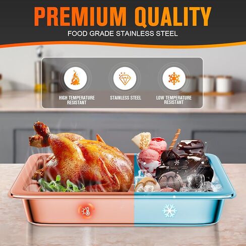 Hotel Pan, Full Size Steam Table Pan 6" Deep Stainless Steam Table Pan with Lid Full Size Food Pan 20.8" L x 13" W Anti Jam Stainless Steel Buffet Pan Commercial Stainless Steel Pan (4 Pack) in Kuwait