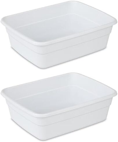 (2 Pack) 8 Qt White Plastic Dishpan, BPA-Free Multi-Purpose Wash Tub for Kitchen Sink, Compact Easy-to-Clean Dish Basin Fits Single/Twin Sinks, Food Safe for Dishes & Produce in Saudi Arabia