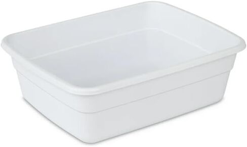 (2 Pack) 8 Qt White Plastic Dishpan, BPA-Free Multi-Purpose Wash Tub for Kitchen Sink, Compact Easy-to-Clean Dish Basin Fits Single/Twin Sinks, Food Safe for Dishes & Produce in Saudi Arabia