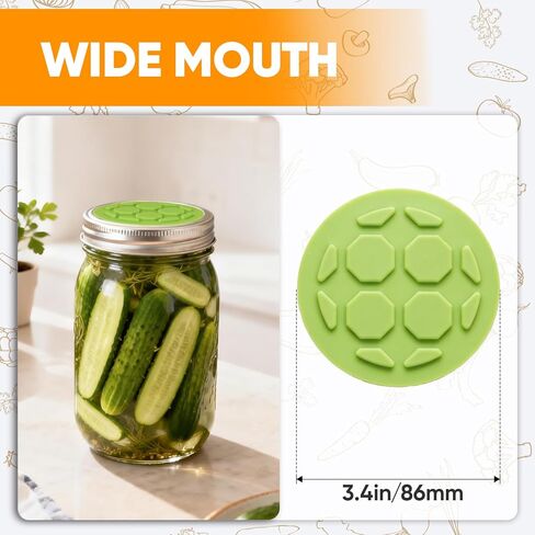 4 قطع من أغطية التخمير السيليكون لبرطمانات الماسون ذات الفم الواسع | صمام قفل الهواء في اتجاه واحد، التجشؤ الذاتي لمخلل الملفوف وبادئ العجين المخمر والبروبيوتيك (براءة اختراع) in Kuwait