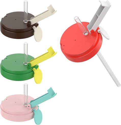 4 Pack Soda Can Lids with Straw, 4 Color Can Covers for Soda with Reusable BPA-Free, Can Lid Built w/ 3 Sizes Fits for S/M/L Sizes, Can Lids Soda w/Straw Brush Cans for Seltzer, Beer, Juice, Seltzer in Saudi Arabia