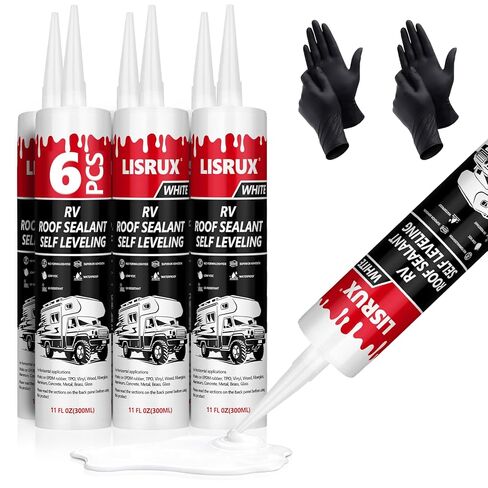 6 عبوات من مادة مانعة للتسرب لسقف RV، مادة مانعة للتسرب ذاتية التسوية لأسطح RV، مادة مانعة للتسرب بيضاء مضادة للماء للتخييم والمقطورة والمنزل المتنقل in Kuwait