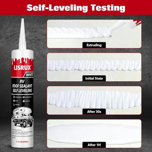 6 عبوات من مادة مانعة للتسرب لسقف RV، مادة مانعة للتسرب ذاتية التسوية لأسطح RV، مادة مانعة للتسرب بيضاء مضادة للماء للتخييم والمقطورة والمنزل المتنقل in Kuwait