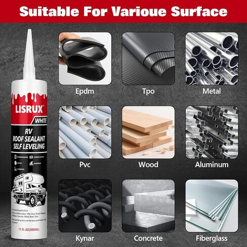6 عبوات من مادة مانعة للتسرب لسقف RV، مادة مانعة للتسرب ذاتية التسوية لأسطح RV، مادة مانعة للتسرب بيضاء مضادة للماء للتخييم والمقطورة والمنزل المتنقل in Kuwait