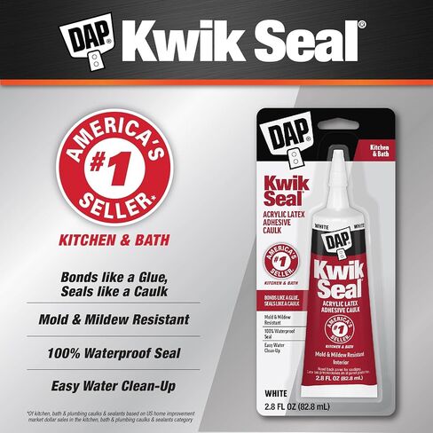 DAP Kwik Seal Kitchen & Bath Adhesive Caulk, White, 2.8 oz (7079800954) in Saudi Arabia
