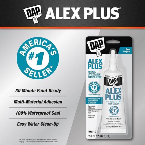 DAP Alex Plus Acrylic Latex Caulk, White, 2.8 oz (7079800956) in Saudi Arabia